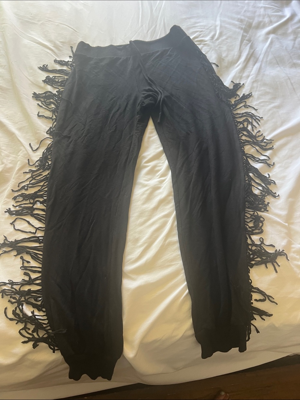 VENUS Black Fringe Track Pants